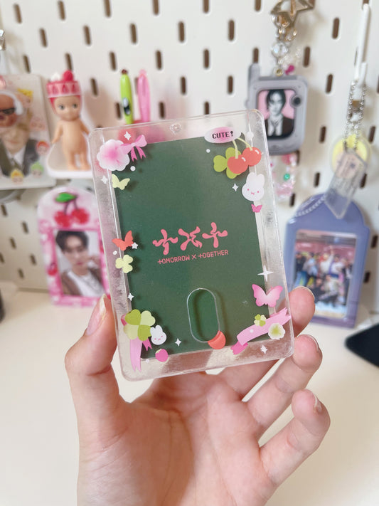 Clear top loader deco inspired photocard holder "Cherry berry"