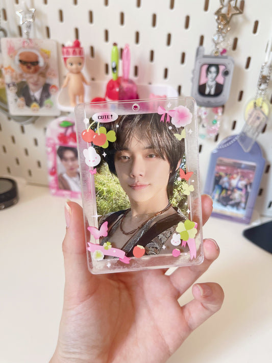 Clear top loader deco inspired photocard holder "Cherry berry"