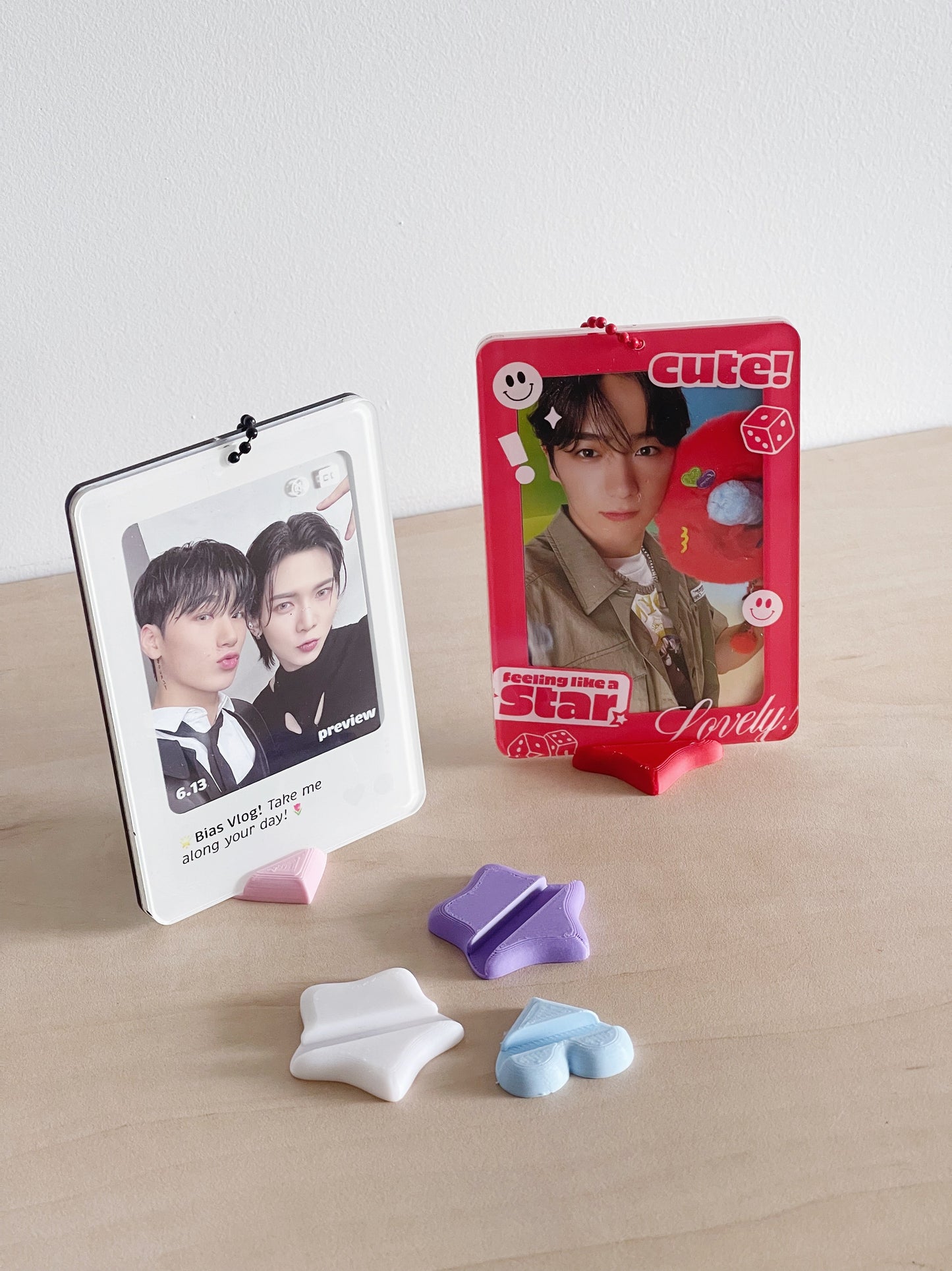 Purple photocard holder standee