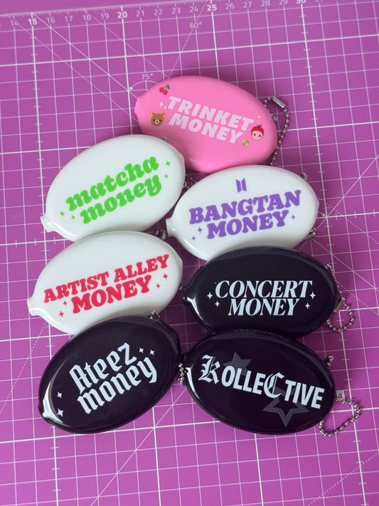 Rubber squeeze coin pouch keychain
