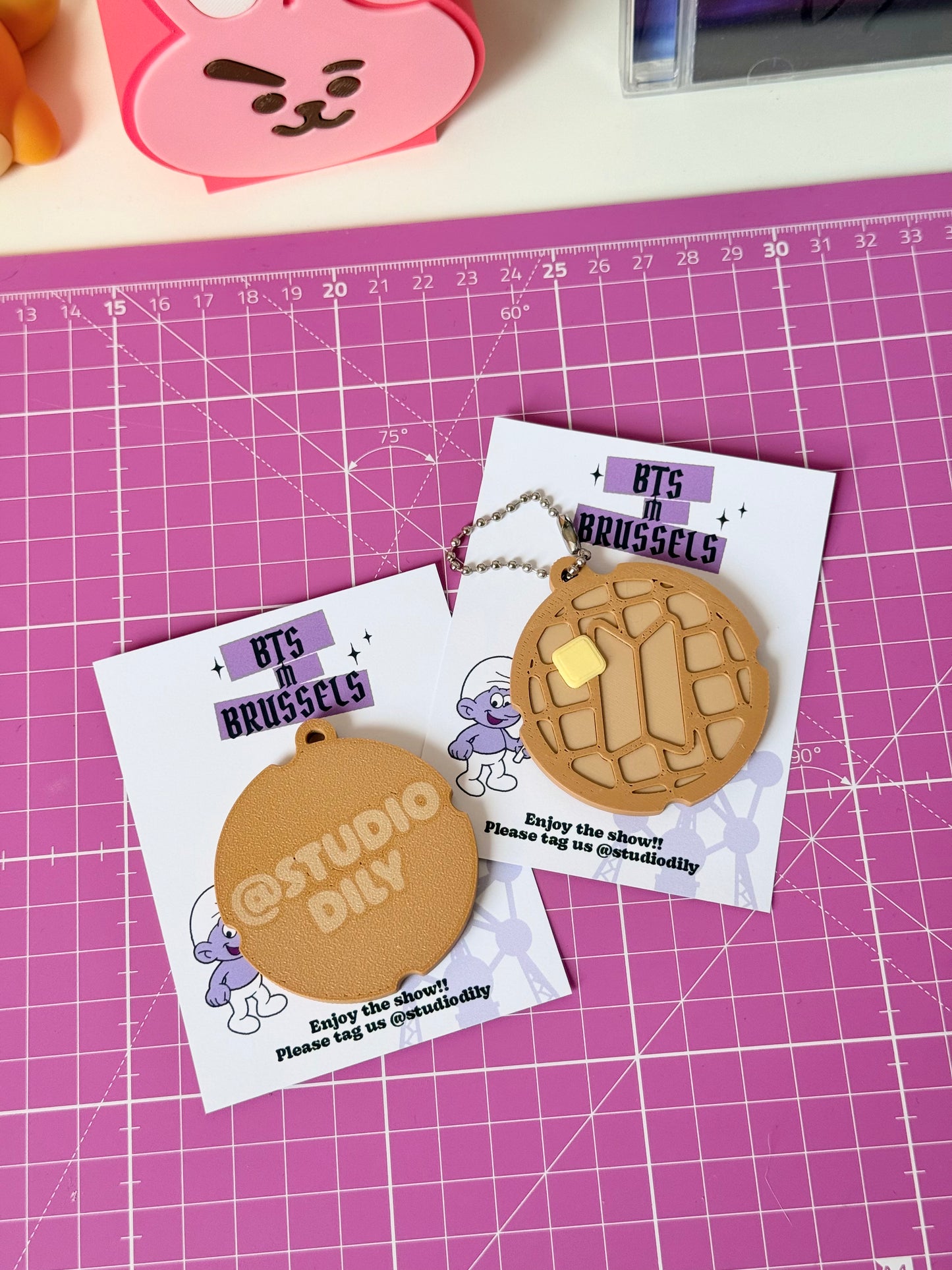 BTS in Brussels waffle keychain