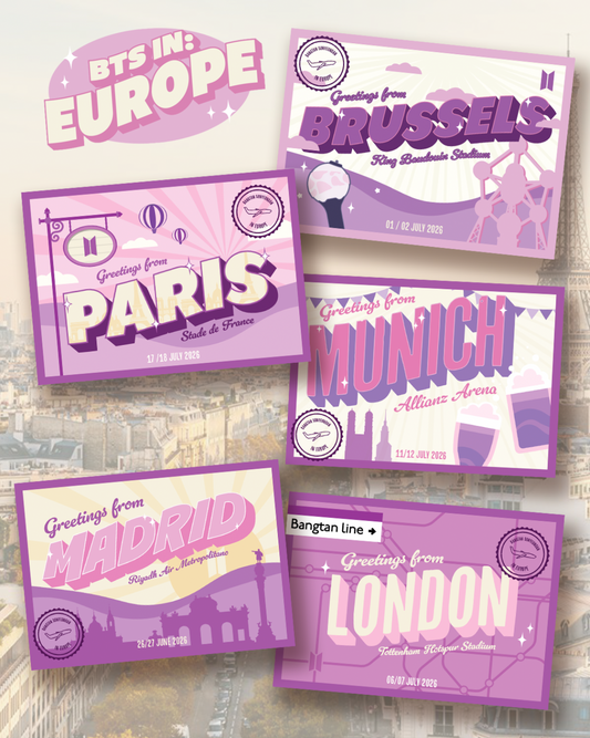 BTS in Europe: souvenir postcards